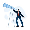 Visionary Businessman Looking Into Spyglass Vector Illustration Royalty Free Stock Photo