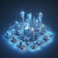 Visionary Smart City with Integrated IoT Systems and Cyber-Enhanced Urban Landscape for the Future Royalty Free Stock Photo