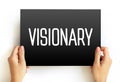 Visionary text on card, concept background Royalty Free Stock Photo
