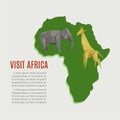 Visit Africa, map for travel background, vector illustration. Wild safari at continent, wildlife concept design. Nature Royalty Free Stock Photo