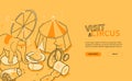 Visit a circus - line design style isometric web banner