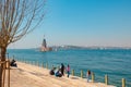 Visit Istanbul concept photo. Kiz Kulesi aka Maiden's Tower view from Salacak