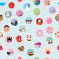 Visit japan circle sticker seamless pattern