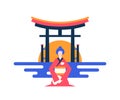 Visit Japan - colorful flat design style illustration