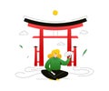 Visit Japan - colorful flat design style illustration