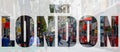 Visit London text banner - a line of London Red buses