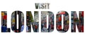 Visit London text banner - a line of London Red buses