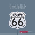 Visit USA image with route 66 sign vector illustration, poster.