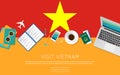 Visit Vietnam concept for your web banner or.