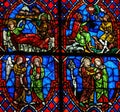 The Visitation Stained Glass in Cathedral of Tours, France Royalty Free Stock Photo