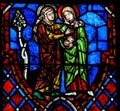 The Visitation Stained Glass in Cathedral of Tours, France Royalty Free Stock Photo