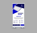 Roll Up Banner Template Design Blue Advertisement Professional Royalty Free Stock Photo