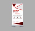 Roll Up Banner Design Template Red Advertisement Professional Royalty Free Stock Photo