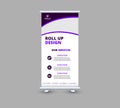 Roll Up Banner Design Template Purple Advertisement Professional Royalty Free Stock Photo