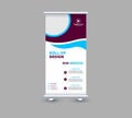 Roll Up Banner Template Design Purple And Cyan Professional Modern Royalty Free Stock Photo