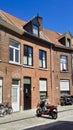 Visiting Bruges city, old architectural houses from the old part of the city