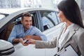 Visiting car dealership Royalty Free Stock Photo