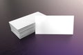 Visiting card blank mockup, template, on a dark background. Royalty Free Stock Photo