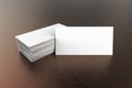 Visiting card blank mockup, template, on a dark background. Royalty Free Stock Photo