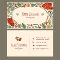 Visiting card. business card with cute hand drawn floral pattern