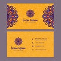 Visiting card and business card set with mandala design element Royalty Free Stock Photo