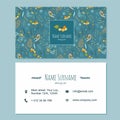 Visiting card business card template set with cute hand drawn pa