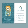 Visiting card businesscard template with cute hand drawn pattern Royalty Free Stock Photo