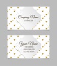 Visiting card with golden foil heart shape design.