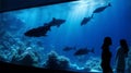 Visiting an indoor marine aquarium museum during leisure time and educational purposes