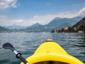 Visiting Lake Como on a canoe