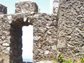 Visiting Moorish castle or castelo dos mouros in Sintra Portugal Royalty Free Stock Photo