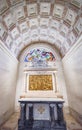 Interior fragment in Our Lady of Fatima sanctuary on a sunny day