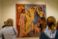 Visiting Picasso museum on evening of free culture in Malaga, Spain
