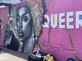 Large colorful queer graffiti art on the streets of Shoreditch East London Uk Royalty Free Stock Photo