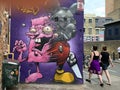 Giant graffiti art on the streets of Brick Lane, East London Uk