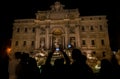 Visiting Trevi Fountain in Rome at night