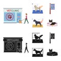 Visiting a vet clinic, a signboard of a stylish salon for a pet, a haircut of dogs. Vet clinic and pet,dog care set Royalty Free Stock Photo