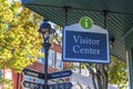 Visitor Center Sign by Lamp Post Royalty Free Stock Photo