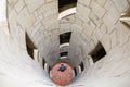 Visitor in donjon in castle Chateau de Chambord