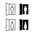 Visitor icon. Person in a door frame silhouette. Woman and man.