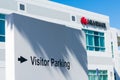 Visitor parking sign with direction to visitors of Huawei Technologies