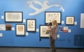 Visitor Photographs Al Hirschfeld Teatrical Gems at Museum of Broadway in NYC, 2023