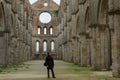 Visitor in San Galgano Abbey Royalty Free Stock Photo