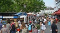 Visitors at an Art Market in Monmatre, Paris France.