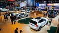 Visitors and cars at the Brussels Autosalon 2020 Motor Show