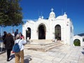 Visitors and the Chapel of St. George, Mount Lycabettus, Athens, Greece Royalty Free Stock Photo