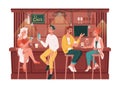 Visitors chatting in bar or pub, friends meeting Royalty Free Stock Photo