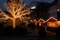 Visitors at Christmas market at hojbro plads in Copenhagen Royalty Free Stock Photo