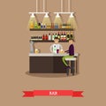 Visitors drink beer in a bar. Restaurant interior - stock vector Royalty Free Stock Photo