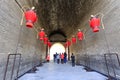 Visitors enter the gate of the ancient city of xian